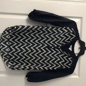 Navy and white 3/4 length sleeve